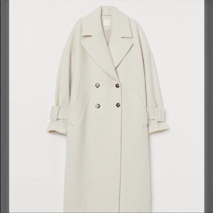 H&M Conscious White Boucle Coat